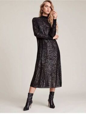 AllSaints Black Sequin Maxi Dress